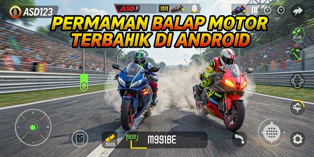Tampilan mendebarkan dari gameplay balap motor di ASD123.