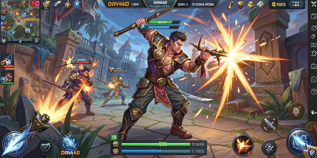 Screenshot menunjukkan pertarungan taktis seru di <strong>DAYA4D</strong>.