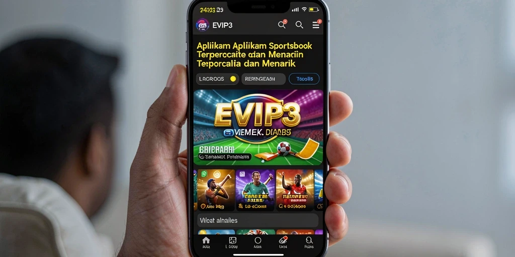 Tampilan menarik dari aplikasi EVIP3 saat bertaruh pada pertandingan olahraga.