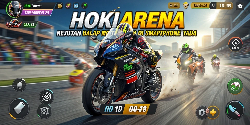 Screenshot gameplay HOKIARENA yang menampilkan momen balap yang mendebarkan.