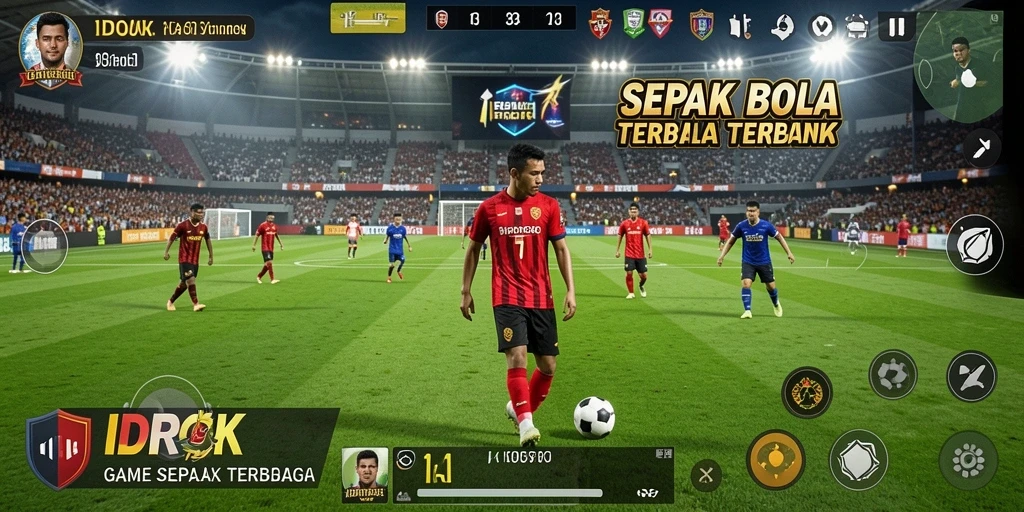 Gameplay seru permainan sepak bola IDROK yang mendebarkan.