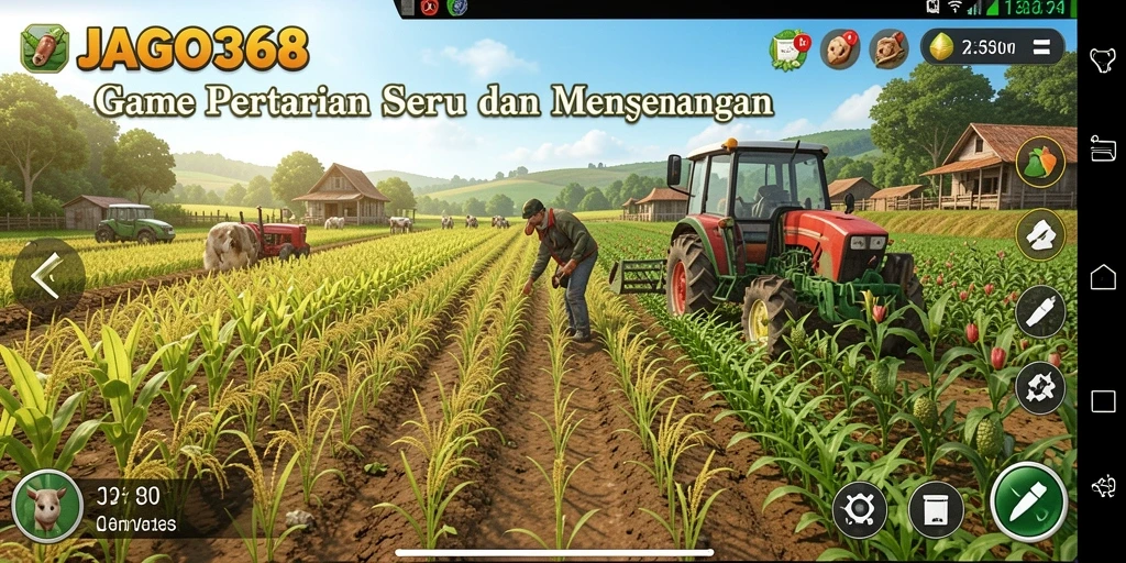 Tampilan gameplay seru di JAGO368 saat bertani.
