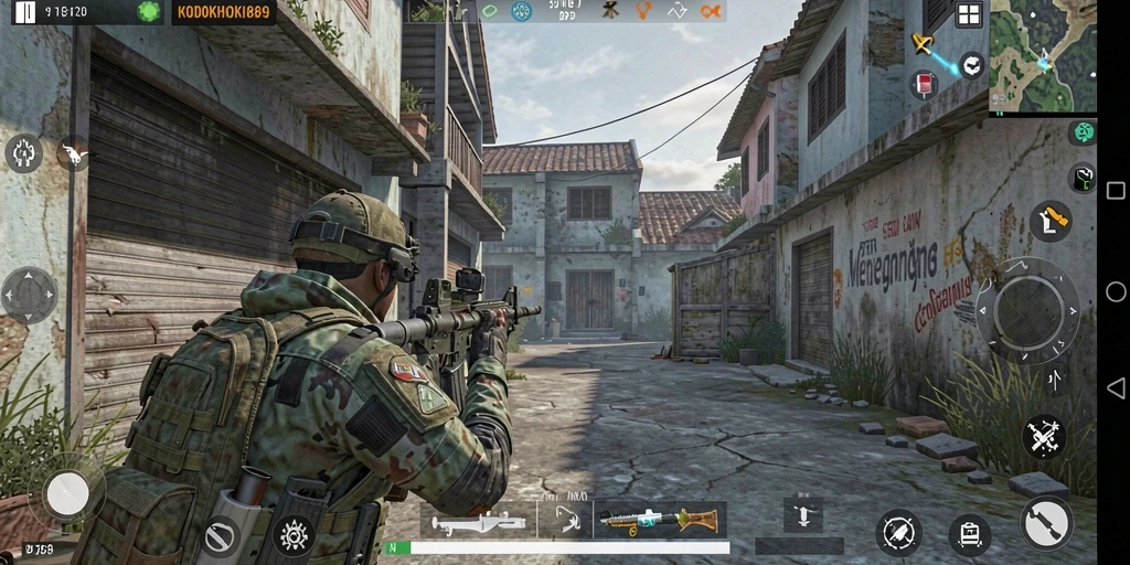 Screenshot gameplay KODOKHOKI889 yang menampilkan aksi menembak seru.