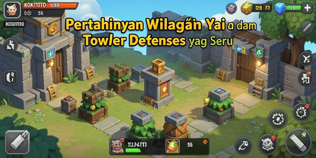 Tampilan gameplay KOKITOTO yang seru dalam pertahanan tower.