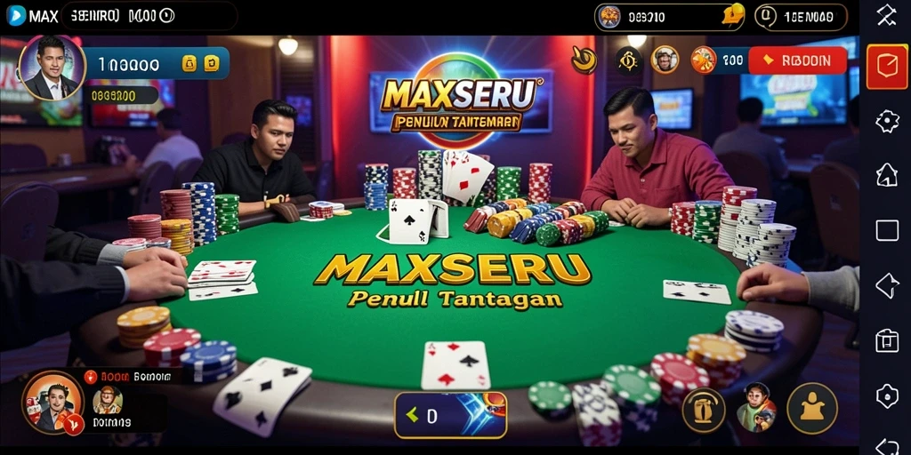 Gameplay menegangkan dari permainan Poker MAXSERU yang penuh strategi.