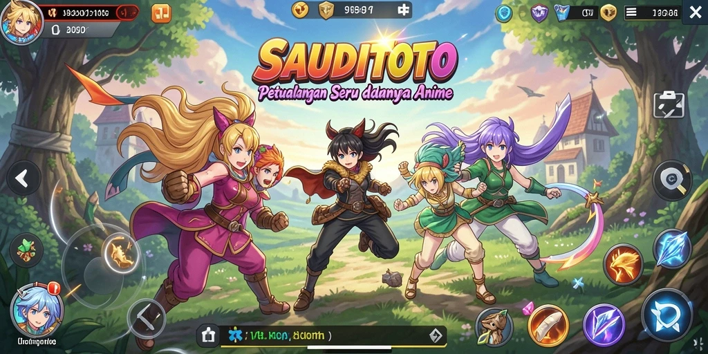 Tampilan gameplay seru di SAUDITOTO dengan karakter anime menakjubkan.