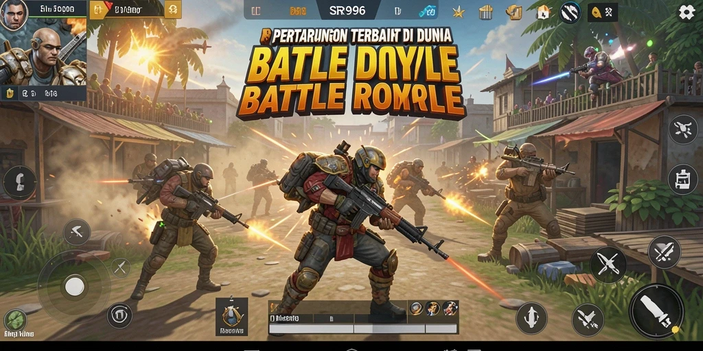 Tampilan seru dari gameplay SR996 dalam pertempuran Battle Royale.