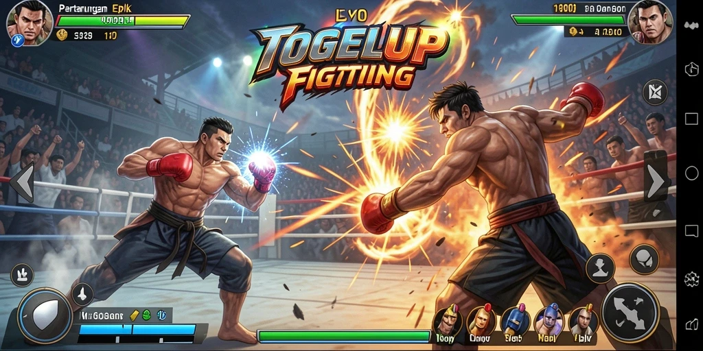 Gameplay menegangkan dan seru di TOGELUP dengan berbagai karakter bertarung.