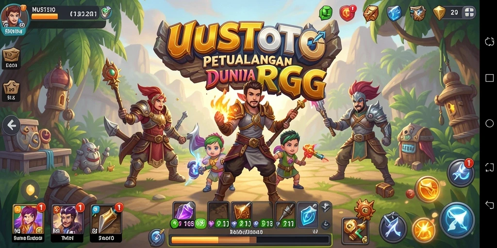 Tampilan gameplay UUSTOTO menampilkan petualangan RPG yang mendebarkan.