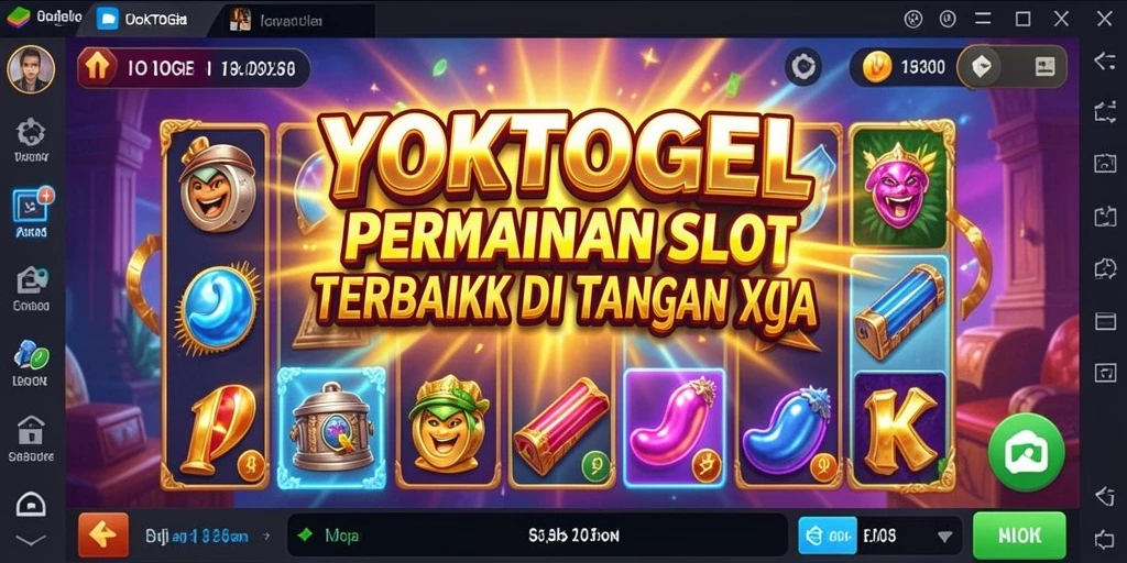 Tampilan utama gameplay Slot YOKTOGEL dengan gulungan berputar.